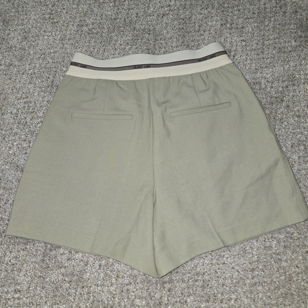 Women's Helmut Lang Logo Band Pull On Shorts In Ceder Stretch Wool Size 8 - Picture 7 of 10